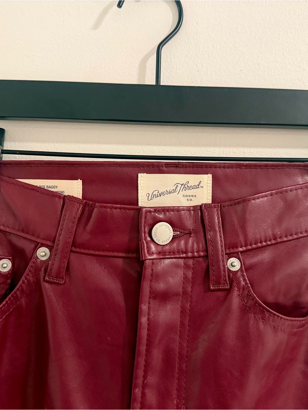 Universal Thread Women's Faux Leather Jeans in Wine